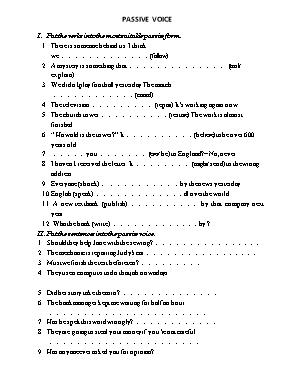 Bài tập về Passive voice Lớp 7